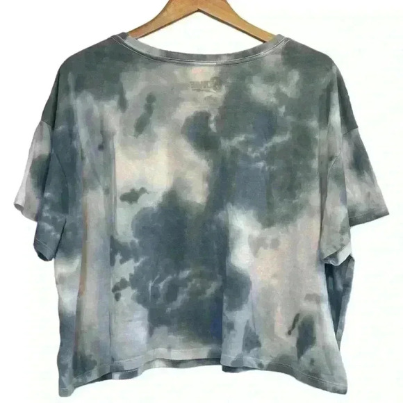David Bowie Lightening Bolt Tie Dye White Grey Cropped, Size 3X - Picture 2 of 6
